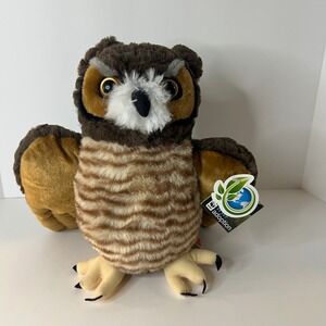 Wild Republic Great Horned Owl Plush World Wildlife Fund WWF White Brown 13" NWT